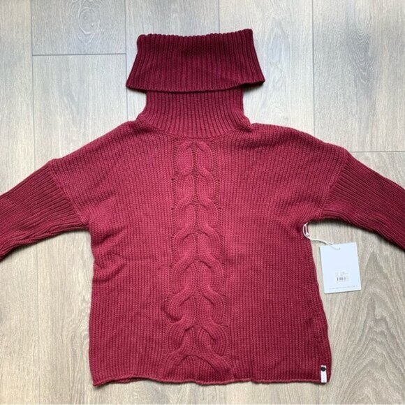 One Teaspoon Turtleneck Sweater Cable Knit Long sleeve Burgundy Size XXS - Picture 8 of 16